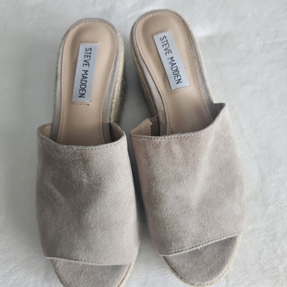 Steve Madden Platform Shoes 6M Beige Suede - Picture 4 of 7
